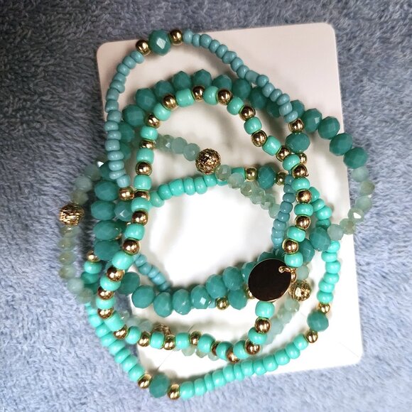 Turquoise Color Stretch Bracelet Set - Never worn - NWOT - Picture 1 of 2